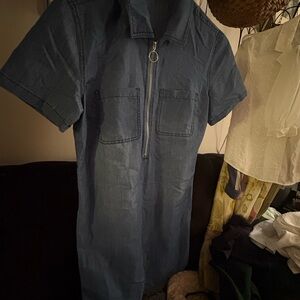 Denim Blue Zipper Dress by given kale